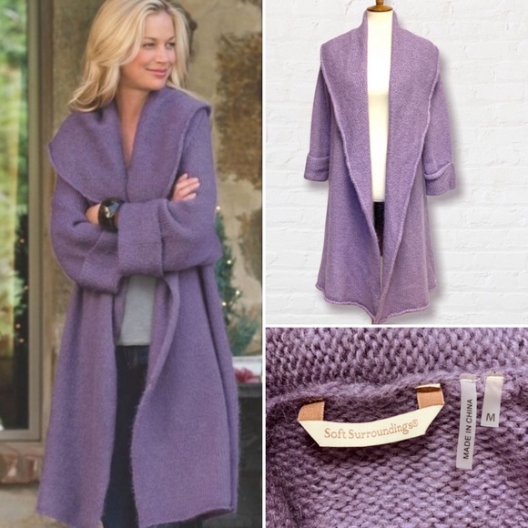 Soft Surroundings Sweaters - Soft Surroundings Telluride Topper Shawl Cardigan Lilac Purple Mohair Blend